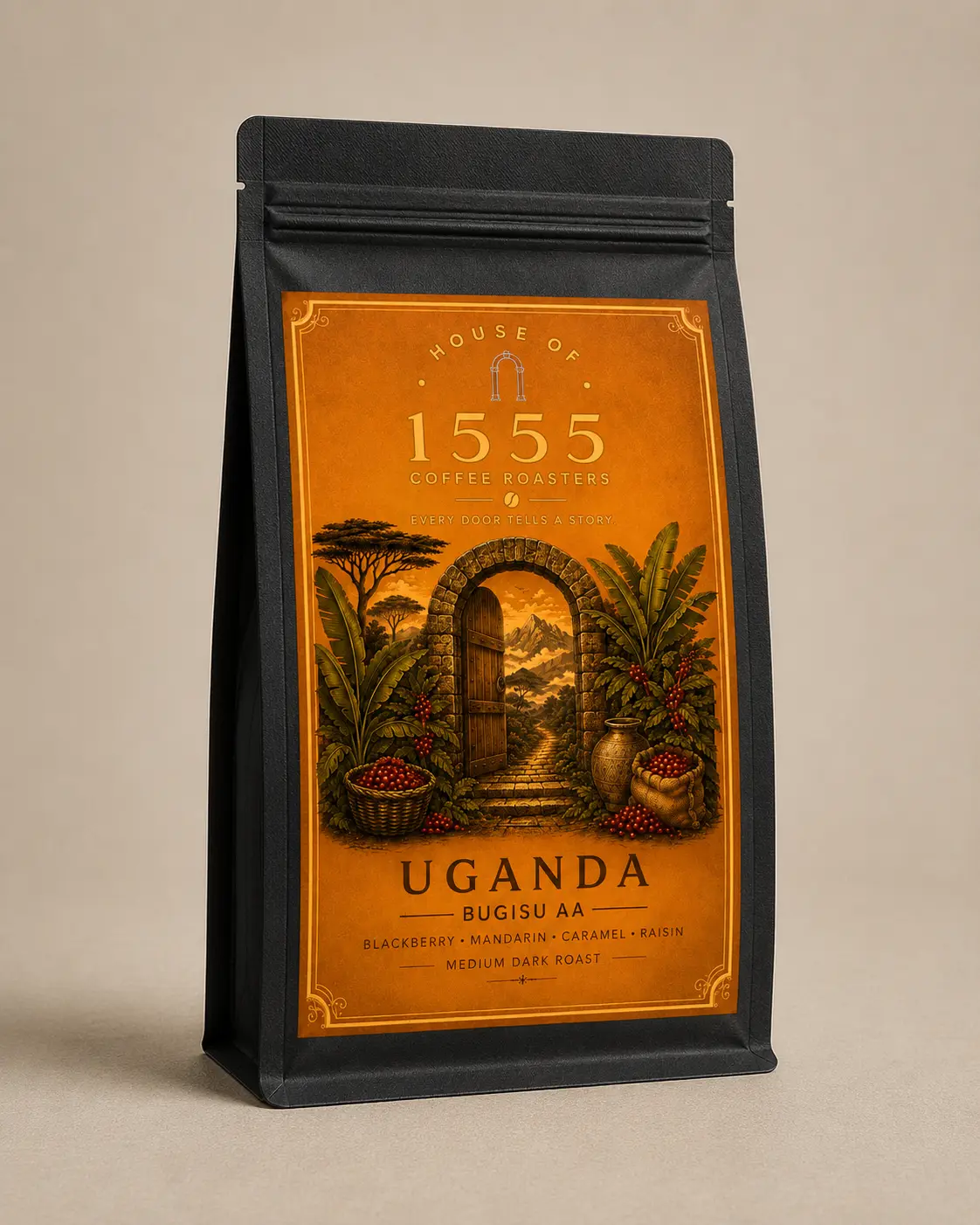 House of 1555 Uganda Bugisu AA coffee package