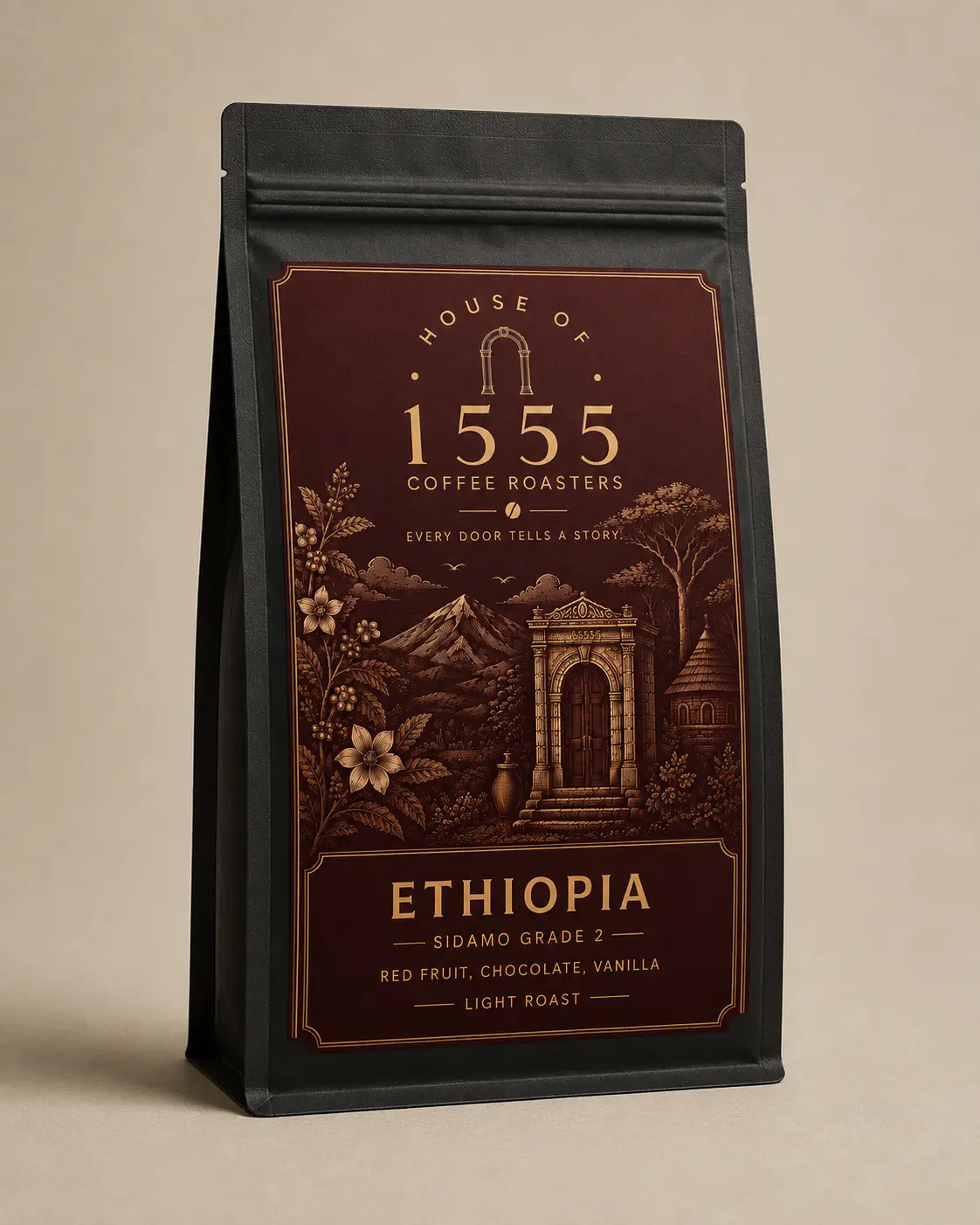 House of 1555 Ethiopia Sidamo Grade 2 coffee package