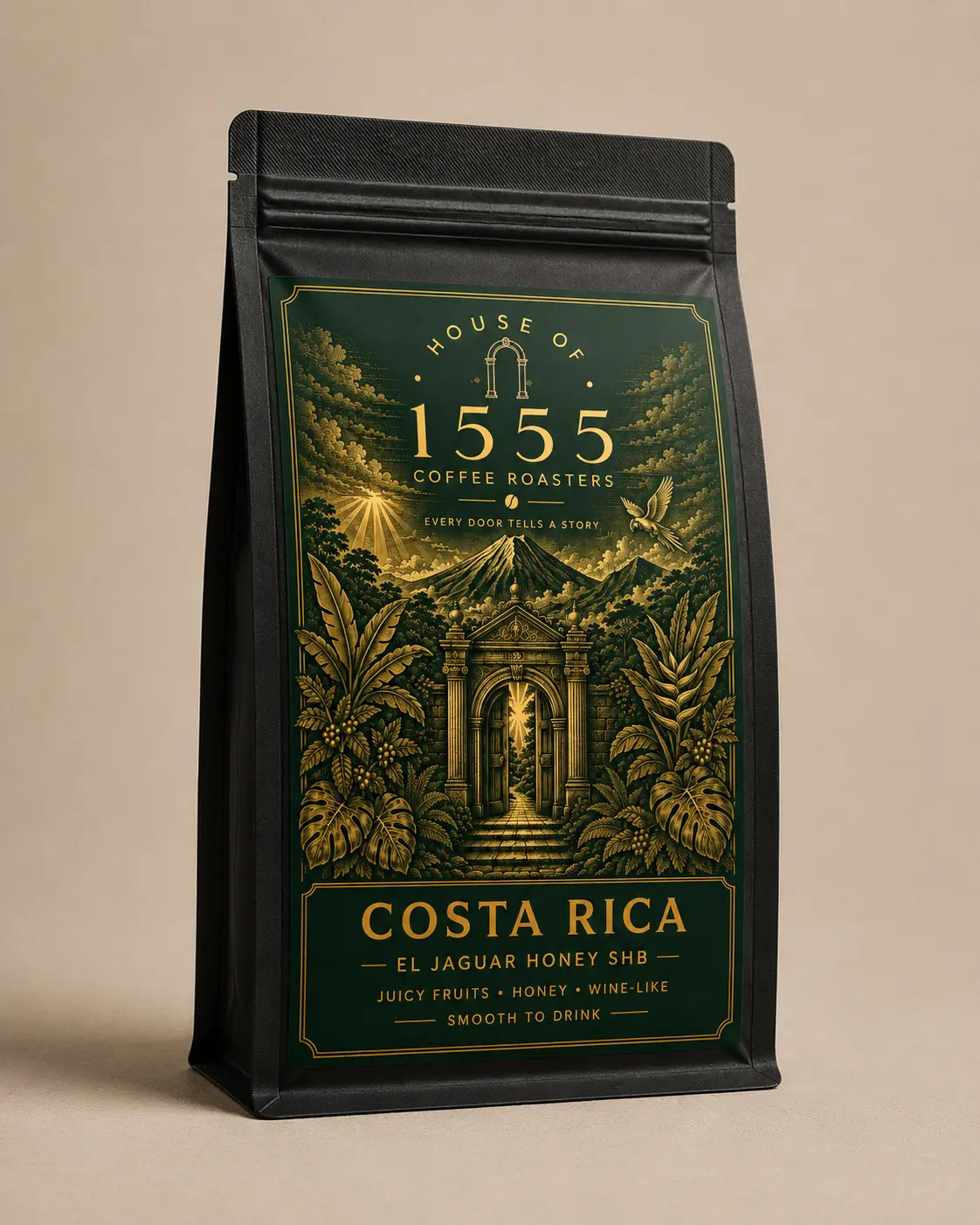 House of 1555 Costa Rica El Jaguar Honey SHB coffee package