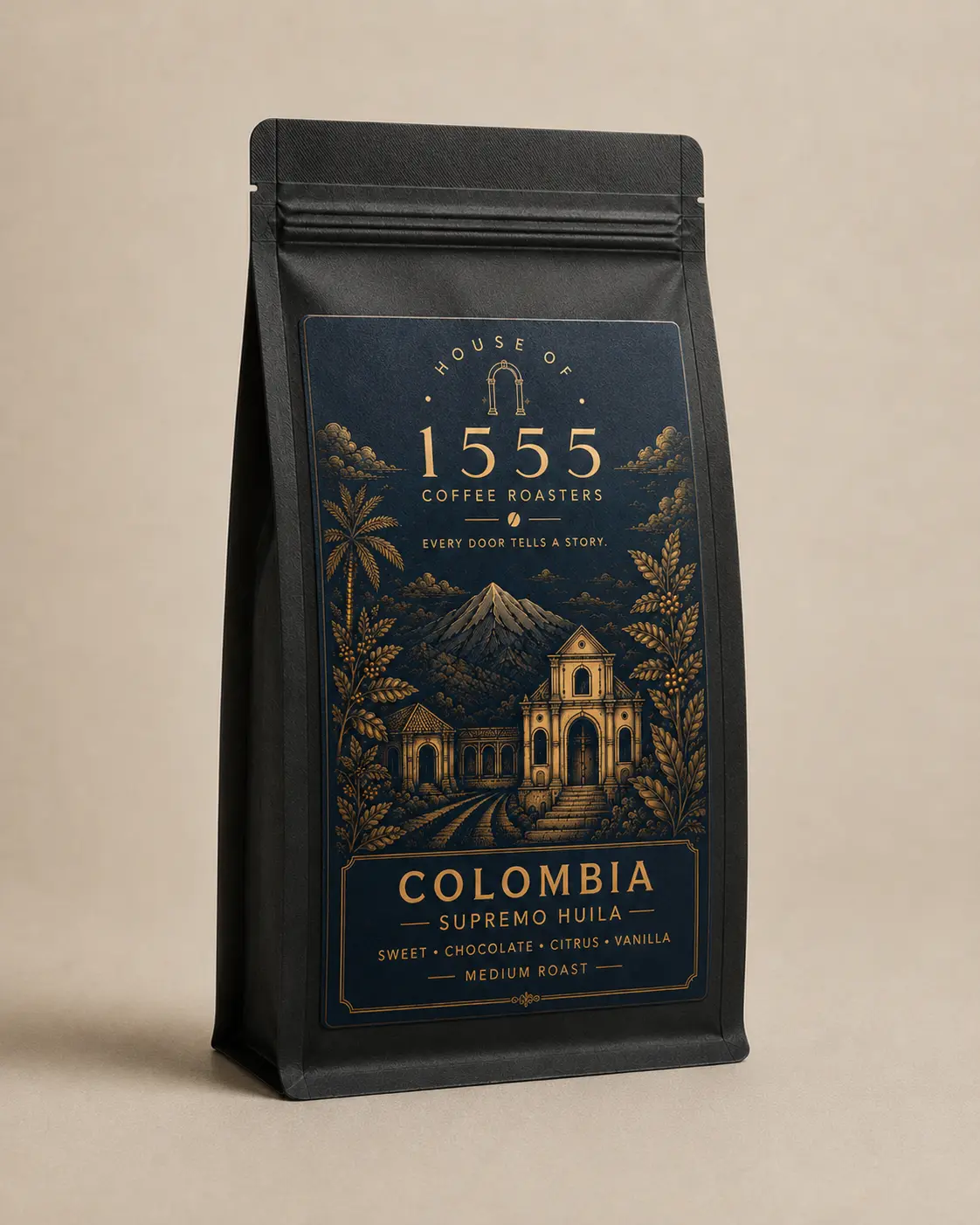 House of 1555 Colombia Supremo Huila coffee package